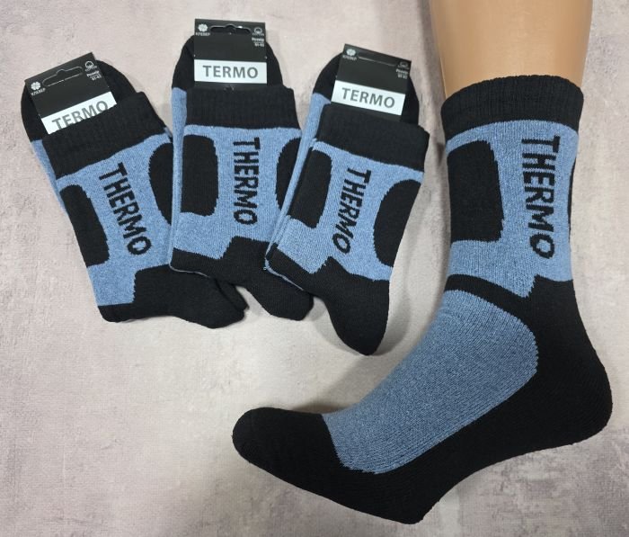 Шкарпетки Олександрія "Klever-CLV" 1527-14 махрові чоловічі, р. 41-45 -(Комбіновані -сині +напис Thermo -махра) -уп. 12 шт.