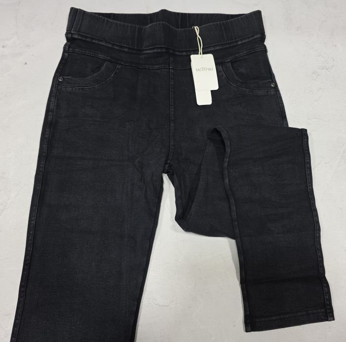 Джеггінси "ЛАСТОЧКА" 4069-3В- джинси-стрейч на байці, верх на резинці +спереду та ззаду кишені, р. 6XL-(50-52), 7XL-(52-54), 8XL-(54-56) -(чорно-сірі) -уп. 1 шт