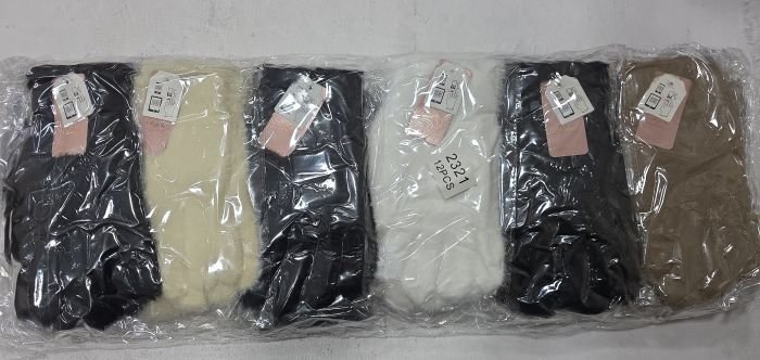 Рукавички жіночі "Anjela" 2321 норка подвійні, асорті -(Однотонні) -уп. 12 шт.