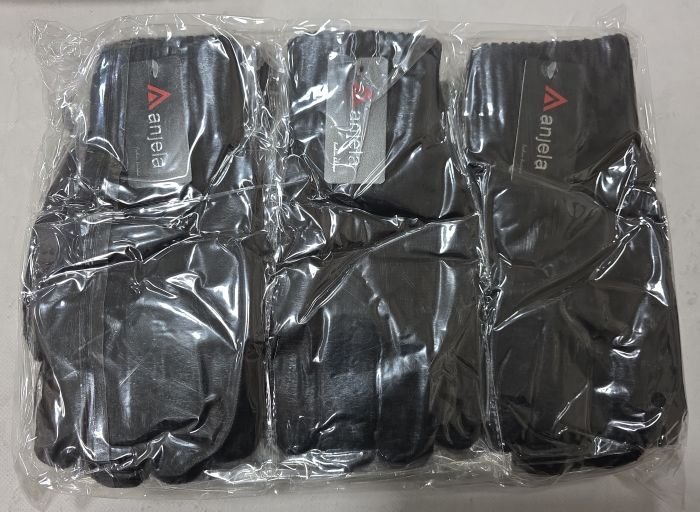 Рукавички чоловічі "Anjela" 1011 з начосом -(чорні -чоловічі) -уп. 12 шт