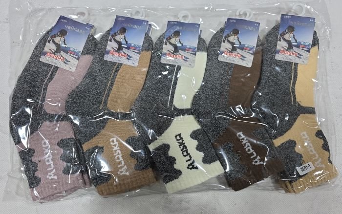 Шкарпетки "Чайка`bs Alaska" С-8791-2 вовна +ангора на махрі дитячі, р. 4-6, 7-9, 10-12 років -(Комбіновані з написом Alaska -дитячі) -уп. 10 шт