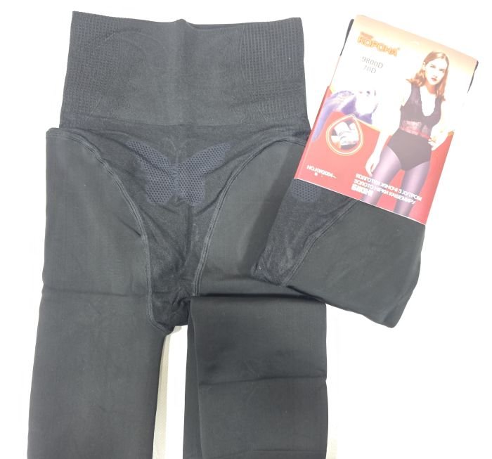 Колготки "Корона" KW-2004-3 /42-48 еластичні на товстому хутрі норки кашеміру до стопи, зверху підтримуючі трусики з ефектом push-up -(чорні)