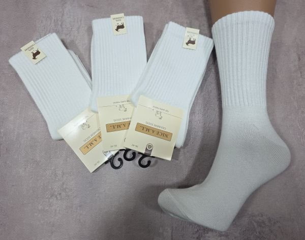Шкарпетки "NICE A.M.L." 821-БІ кашемірові жіночі, р. 36-40 -(Кашемір /білі +з високою гумкою в рубчик) -уп. 10 шт