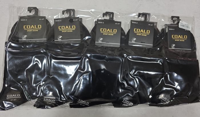 Шкарпетки "COALO" AY-9500-2 стрейч /cotton чоловічі, р. 41-47 -(Середні /чорні +широка гумка в рубчик) -уп. 10 шт