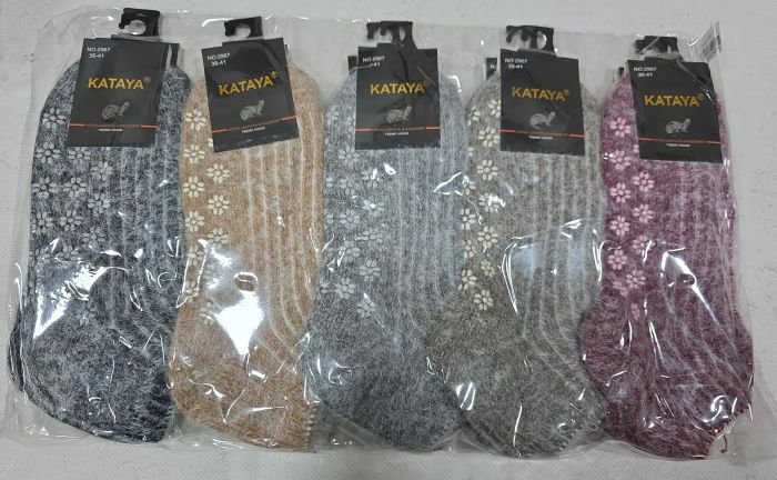 Шкарпетки "KATAYA" 2967-1 термо норка кашемір з гальмами на стопі жіночі, р. 36-41 -асорті -(Короткі /меланжевий мікс у рубчик +з гальмами на підошві) -уп. 10 шт