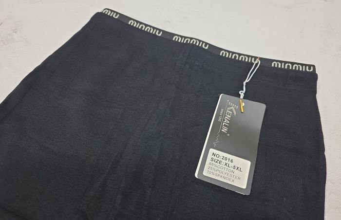 Лосини "Kenalin" NO:2016 безшовні з еластичного бавовняного трикотажу на збитому флісі +на додатковій плоскій резинці написи, р. XL-5XL-(44-48) -(чорні)