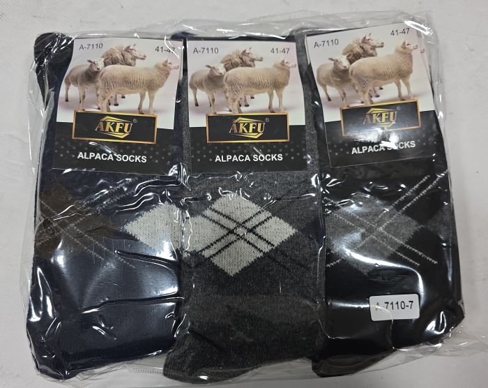 Шкарпетки "Akfu" А-7110-7 альпака чоловічі, р. 41-47 -асорті -(Однотонні +зверху великі ромби) -уп. 12 шт