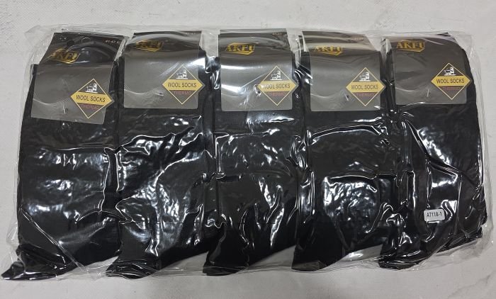 Шкарпетки "AKFU" А-7118-1 вовняні чоловічі, р. 41-47 -(чорні /однотонні) -уп. 10 шт