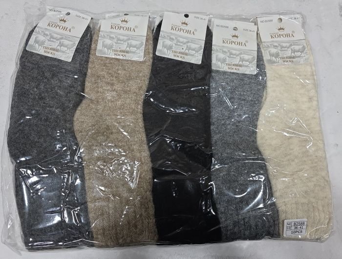 Шкарпетки "Корона" В-2588 термо вовняні махрові жіночі, р. 36-41 асорті -(Товсті/ однотонні -жін.) -уп. 10 шт