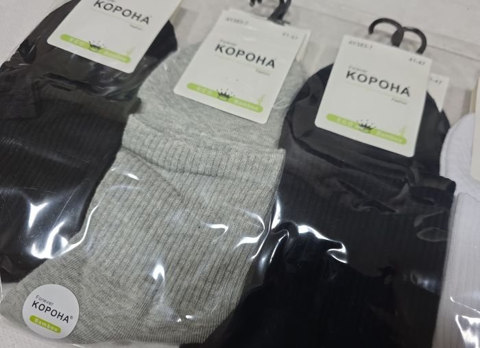 Шкарпетки "Корона" AY-383-7 стрейч /бамбук чоловічі, р. 41-47 -асорті -(Однотонні +широка гумка в рубчик +посередині резинка фіксатор) -уп. 10 шт