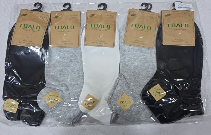 Шкарпетки "COALO" AX-990-5 стрейч /cotton ароматизовані чоловічі, р. 41-47 -асорті -(Короткі /однотонні три кольори -чол.) -уп. 10 шт