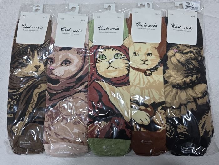 Шкарпетки "COALO" BМ-900 стрейч /cotton жіночі, р. 36-41 -асорті -(Високі /3D -подовжений мікс великих дорослих котів) - уп. 10 шт