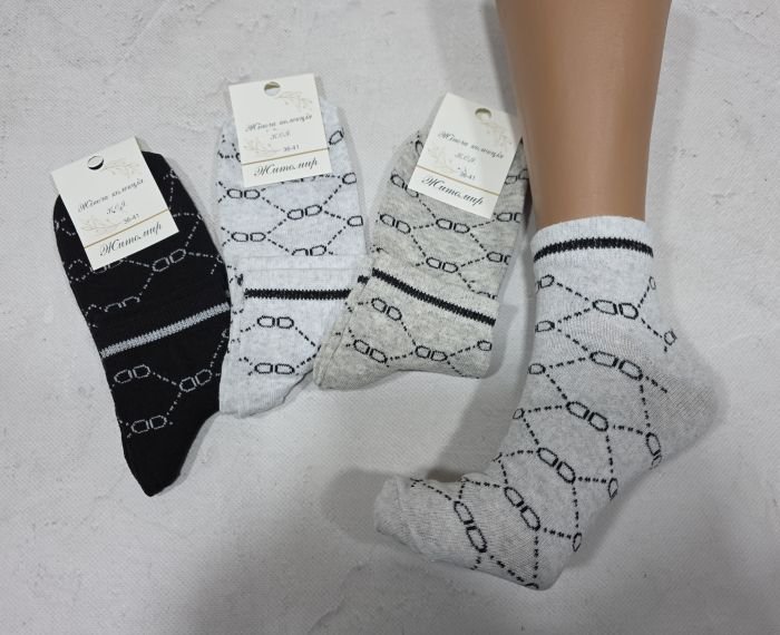Шкарпетки Житомир "КОІ-Жіноча колекція" 121-21 стрейч жіночі, р. 36-41 -асорті -(Укорочені з візерунком з пунктирів і кружечків по всій шкарпетці) -уп. 12 шт