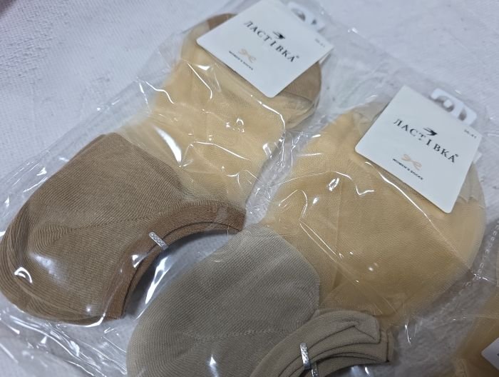 Шкарпетки "Ластівка" С-3345-2 nylon+cotton жіночі, р. 36-41 -(Бежевий мікс ультракороткі з нейлоновою серединою +мисок і п'ята бавовняні) -уп. 10 шт