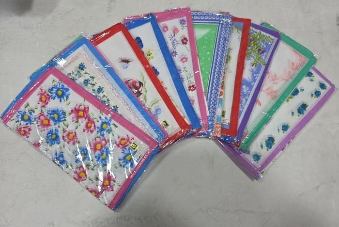 Носова хустка жіноча 45458-2 cotton р. 28*28 -уп. 10шт -(випадкове асорті -без вибору забарвлення!)
