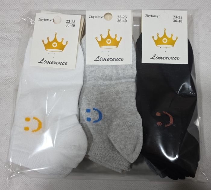 Шкарпетки Житомир "Limerence" 400-64 стрейч жіночі (короткі) р. 36-40 -асорті -(Однотонні +збоку маленький смайлик -короткі -стрейч)