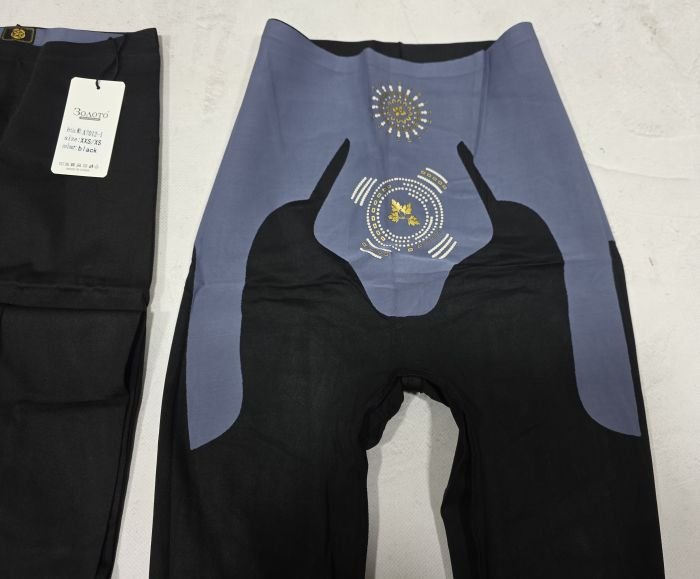 Лосини "Золото" А-7012-1 демі гладкі з коригуючою мембраною та тейпами +з широким поясом утяжкою +з підтяжкою живота та сідниць з пуш-ап ефектом (Push-up) р. XXS/XS-(42-46), S/M-(44-48), L/XL-(46-50), 2XL3XL-(48-52) -(чорні)