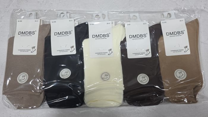 Шкарпетки "DMDBS" BJ:008 стрейч /cotton "з ослабленою гумкою" жіночі, р. 36-41 -асорті -(Високі -Без резинки/ однотонні із закрученим верхом -BJ-008) - уп. 10 шт