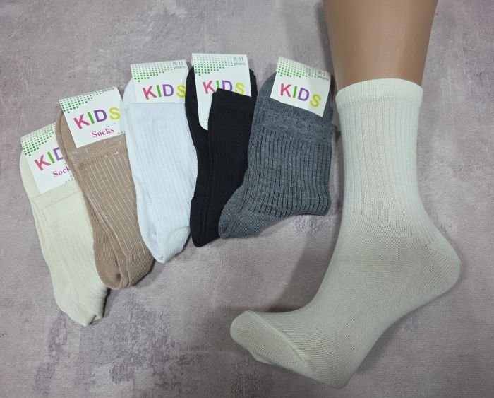 Шкарпетки "Kids" 907-Mix-ХЛ стрейч дитячі, р. 8-11 років -асорті- (Хлопчик /високі -однотонні +гумка в рубчик -дитячі) -уп. 10 шт