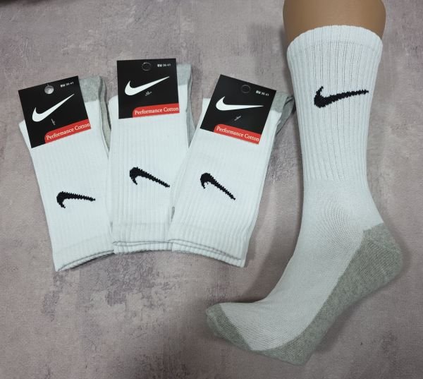 Шкарпетки "Спорт значок" ЗУ-60-602 стрейч універсальні, р. 36-41 -(Білий верх +сіра підошва -теніс високі -універс) -уп. 12 шт