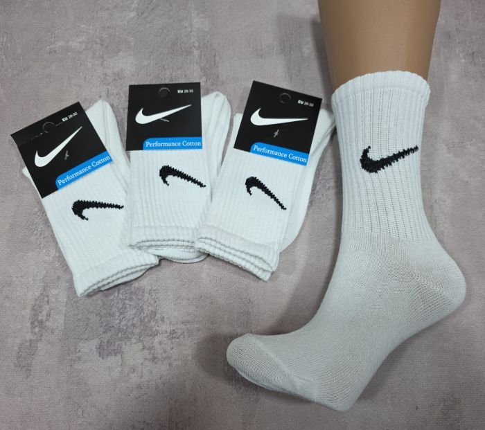 Шкарпетки Турція "Спорт значок" ЗД-26-50 стрейч дитячі, р. 26-30 -(Білі /теніс -дит.) -уп -12 шт