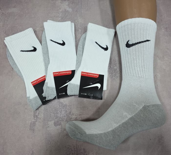 Шкарпетки "Спорт значок" ЗС-104-42 стрейч чоловічі, р. 41-45 -(Білий верх +сіра підошва -теніс високі) -уп. 12 шт