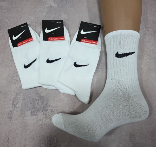 Шкарпетки "Спорт значок" ЗС-103-30 стрейч чоловічі, р. 41-45 -(Білі +з імітацією гумки /високі) -уп. 12 шт