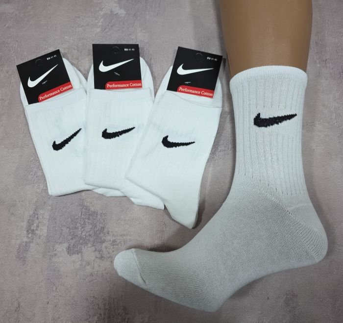 Шкарпетки "Спорт значок" ЗС-103-30 стрейч чоловічі, р. 41-45 -(Білі +з імітацією гумки /високі) -уп. 12 шт