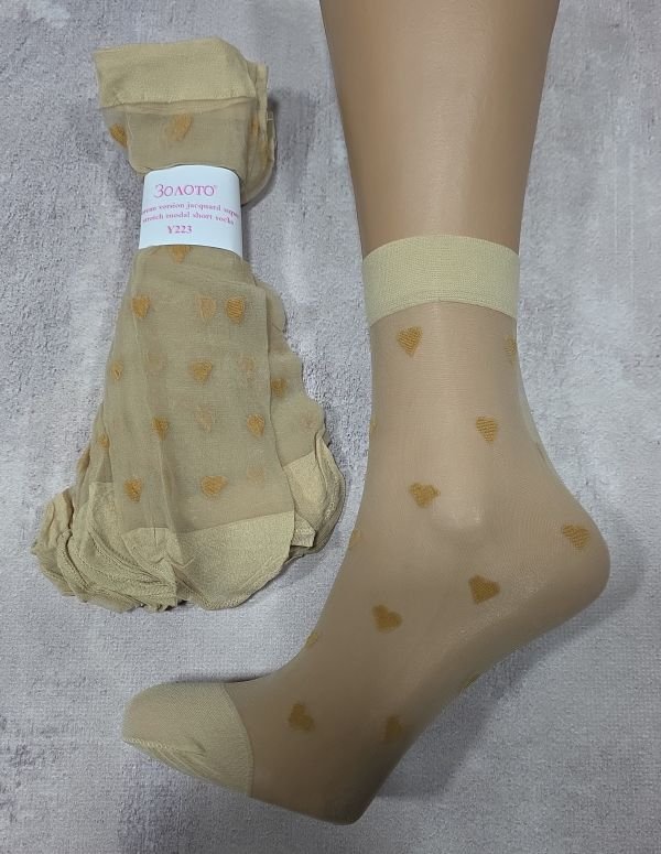 Шкарпетки капронові "Золото" Y-223-5 лайкра -(Візерунок №5 -з тілесним) -уп. 10 пар