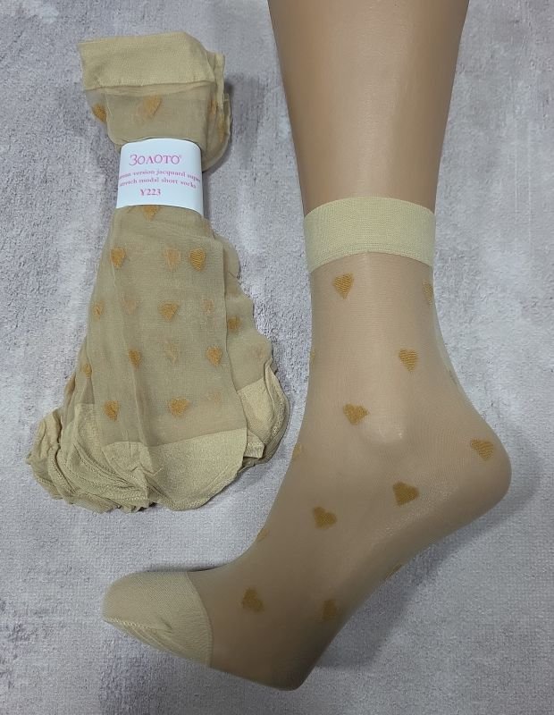 Шкарпетки капронові "Золото" Y-223-5 лайкра -(Візерунок №5 -з тілесним) -уп. 10 пар