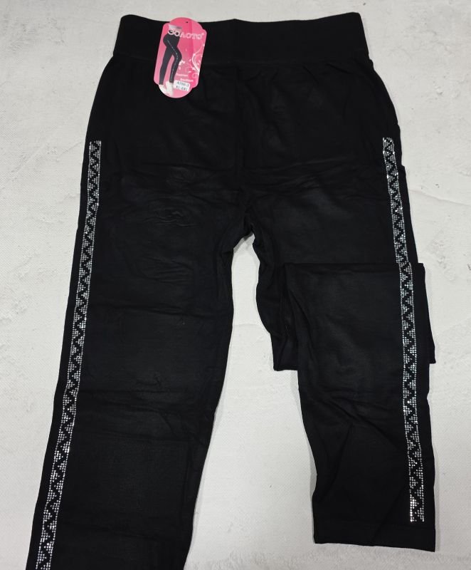 Лосини "Золото" 766-3 безшовні + з боків візерунок зі страз, р. ХL/6XL (50-56) -(чорні)