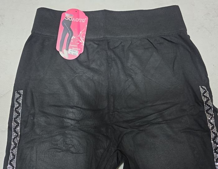 Лосини "Золото" 766-3 безшовні + з боків візерунок зі страз, р. ХL/6XL (50-56) -(чорні)