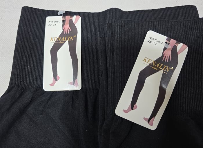 Лосини "Kenalin" 098-1 безшовні гладкі зі штрипками +широкий пояс, р. 42-48, 48-54 -(чорні)