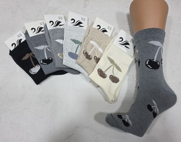 Шкарпетки Житомир "LIMERENCE" 412-57 стрейч жіночі (високі) р. 36-40 -асорті -(Високі /гладкі -сіро-кавовий мікс +великі вишні під гумкою +маленькі по всій шкарпетці -стрейч)