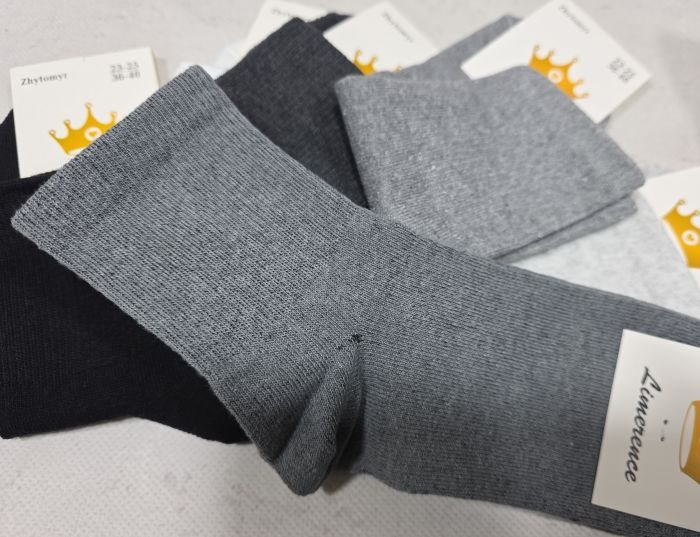 Шкарпетки житомир "LIMERENCE" 422-25 стрейч жіночі "Теніс середні", р. 36-40 -асорті -(середні-теніс /однотонні -сірий мікс+ з широкою гумкою в тоненький рубчик -стрейч)