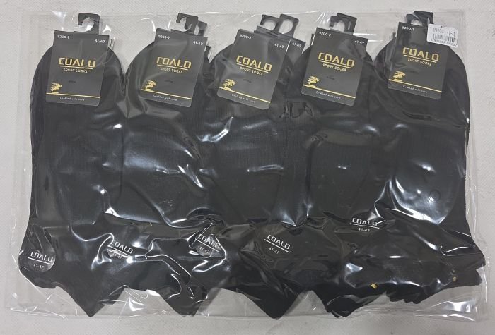 Шкарпетки "Coalo" AY-9200-2 сітка/cotton чоловічі, р. 41-47 -(Сітка -чорні /укорочені +з широкою гумкою в рубчик +посередині резинка фіксатор) -уп. 10 шт