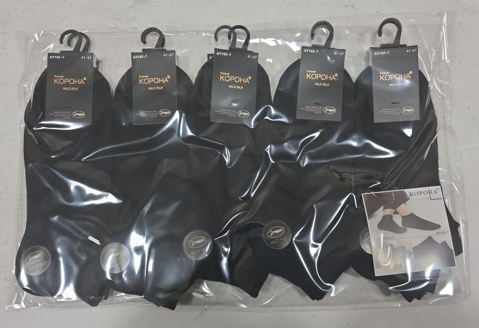 Шкарпетки "Корона" АY-142-7 сітка /дикий шовк чоловічі, р. 41-47 -(Сітка -чорні /короткі) -уп. 10 шт