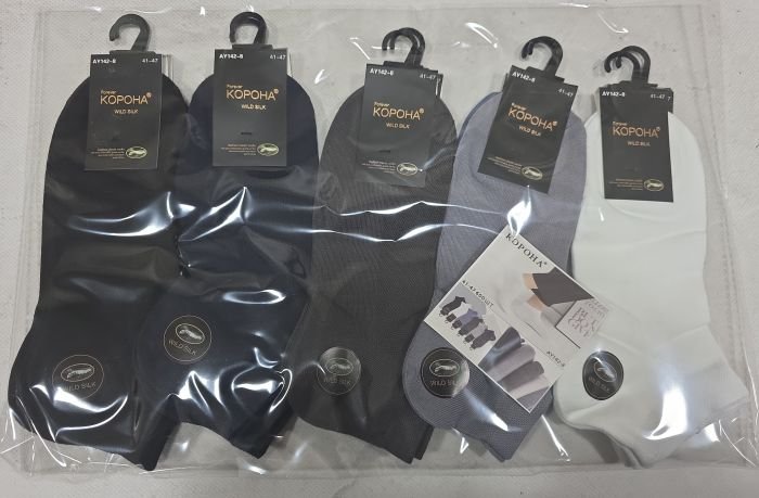 Шкарпетки "Корона" АY-142-8 сітка /дикий шовк чоловічі, р. 41-47 -(Сітка -асорті /короткі) -уп. 10 шт