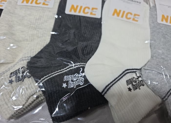 Шкарпетки "Золото-NICE" Y-225-4 стрейч /cotton жіночі, р. 36-41 -асорті -(Однотонні в дрібний рубчик +на середній резинці написи +під гумкою дві тонкі смужки) -уп. 10 шт