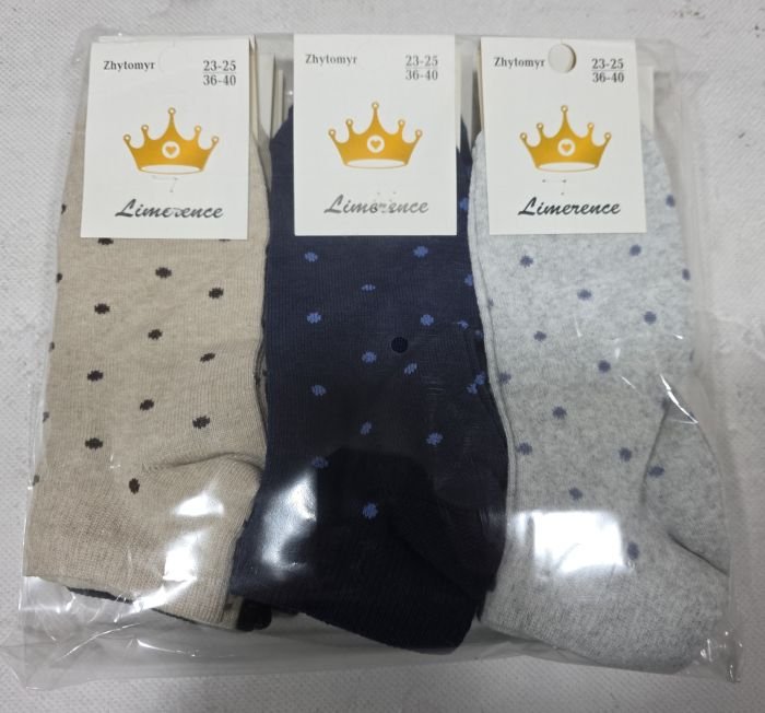 Шкарпетки Житомир "Limerence" 403-84 стрейч жіночі, р. 36-40 -асорті -(Укорочені / у горошок +укорочена гумка у дрібний рубчик -стрейч) -уп. 12 шт