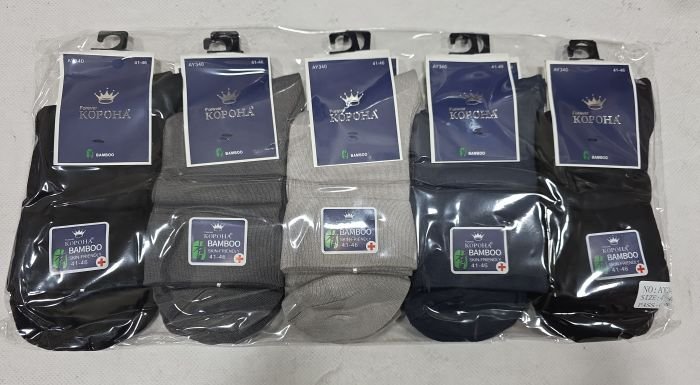 Шкарпетки "Корона" AY-340 стрейч /бамбук ароматизовані , р. 41-47 -асорті -(Високі /однотонні з широкою ослабленою гумкою) -уп. 10 шт.