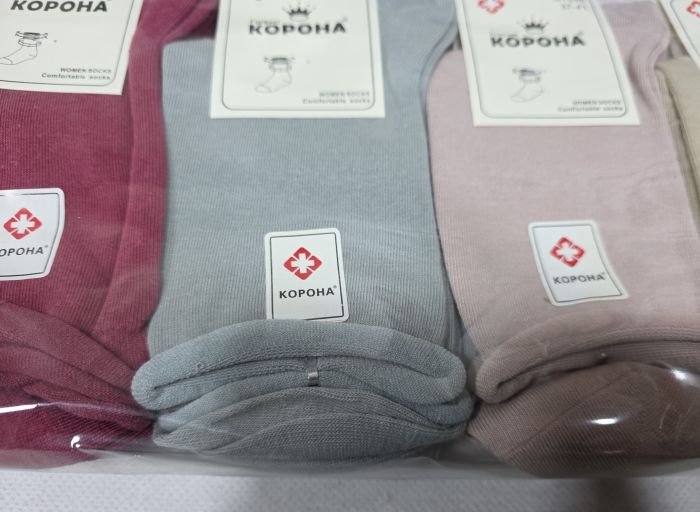 Шкарпетки "Корона" BY-655 стрейч /eco cotton "Медичні без гумки +" жіночі, р. 37-41 -асорті -(Без резинки /високі -однотонні із закрученим верхом -жін.) -уп. 10 шт.