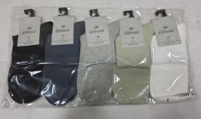 Шкарпетки "Корона" АY-393-2 сітка/eco cotton чоловічі, р. 41-47 -асорті -(Сіточка -середні -однотонні +широка гумка в рубчик) -уп. 10 шт