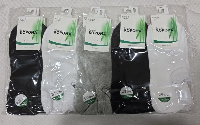 Шкарпетки "Корона" BY-842-1 стрейч /бамбук жіночі, р. 36-41 -асорті -(Ультракороткі -три кольори +ззаду з віступом -жін.) - уп. 10 шт