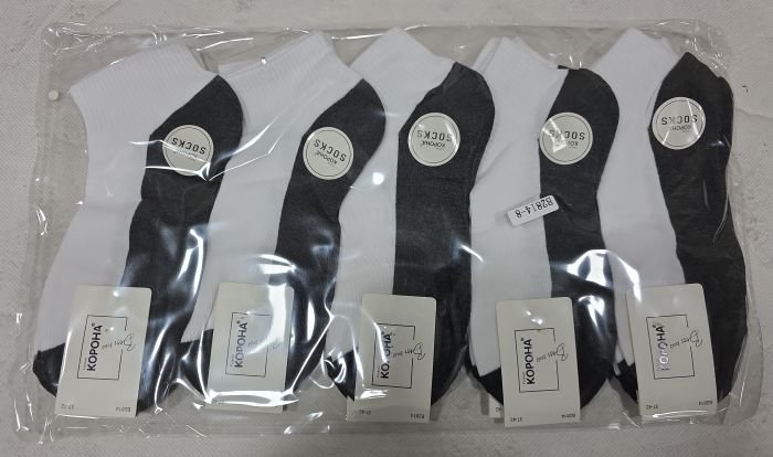 Шкарпетки "Корона" В-2814-8 стрейч жіночі, р. 37-42 -асорті -(Укорочені /білий верх +темна підошва +укорочена гумка в рубчик) -уп. 10 шт