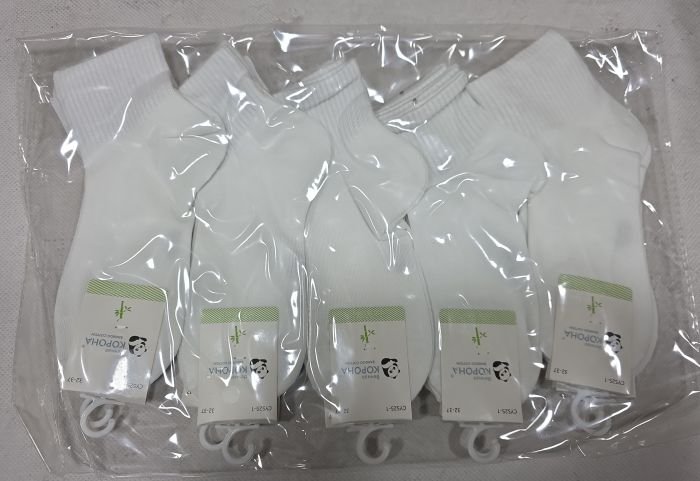 Шкарпетки "Корона" CY-525-1 стрейч /бамбук підліткові, р. 32-37 -(Білі /середні + широка гумка в рубчик) -уп. 10 шт