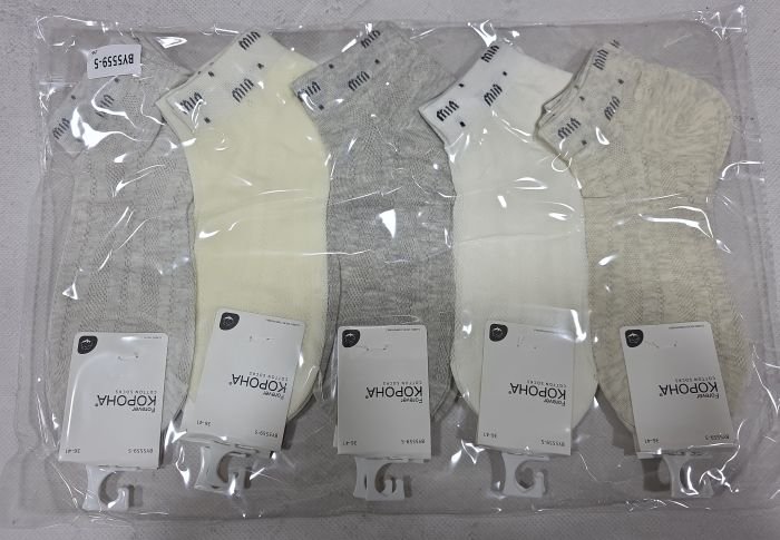 Шкарпетки "Корона" BY-5559-5 сітка /cotton жіночі, р. 36-41 -асорті -(сіточка /короткі -візерунок із сітки в довжину +на гумці написи mim min та крапки) -уп. 10 шт