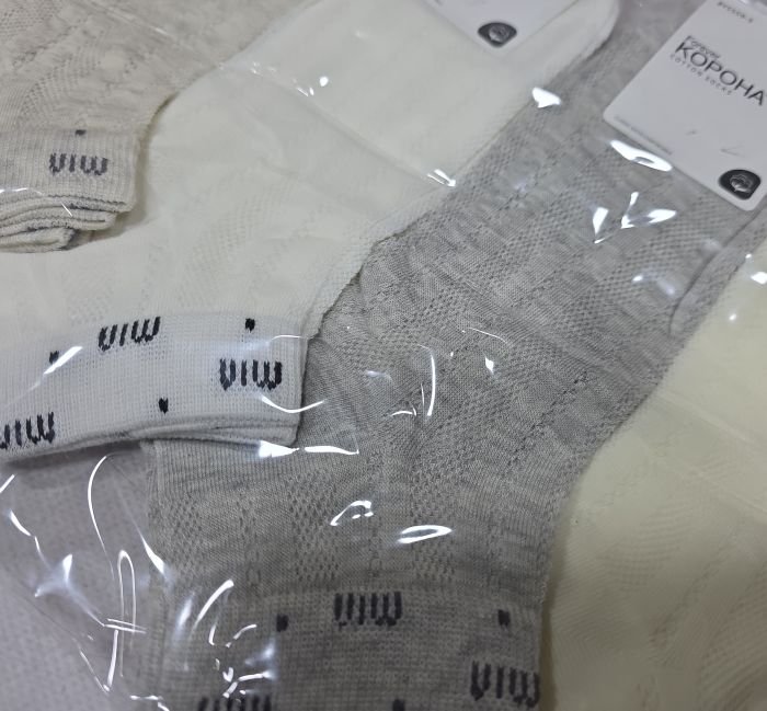 Шкарпетки "Корона" BY-5559-5 сітка /cotton жіночі, р. 36-41 -асорті -(сіточка /короткі -візерунок із сітки в довжину +на гумці написи mim min та крапки) -уп. 10 шт