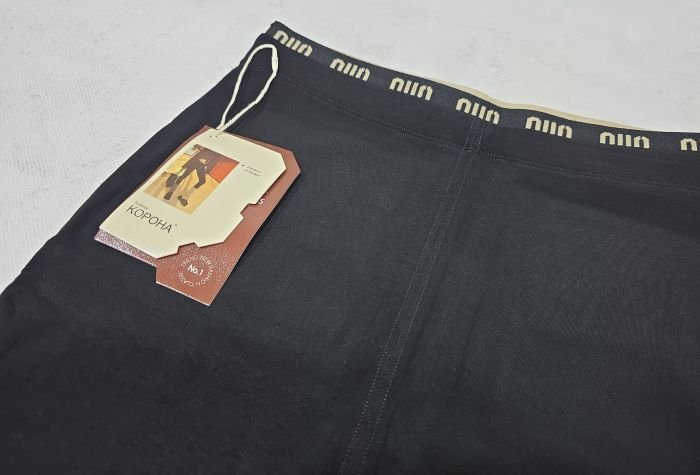 Лосини "Корона" KW-2033-2 /2XL-5XL гладкі з еластичного бавовняного трикотажу, з підтягуючим ефектом +на додатковій плоскій резинці написи, р. 46-50 -(чорні)