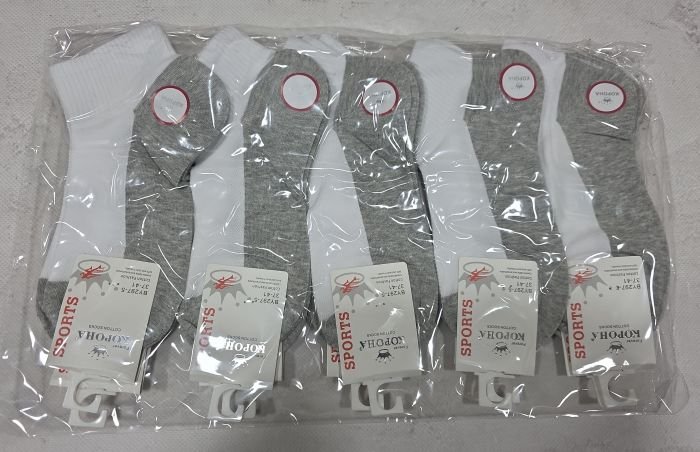 Шкарпетки "Корона" BY-297-5 сітка /cotton жіночі, р. 36-41 -асорті -(сіточка /укорочені -сірий низ +білий верх +гумка в рубчик -жін.) -уп. 10 шт